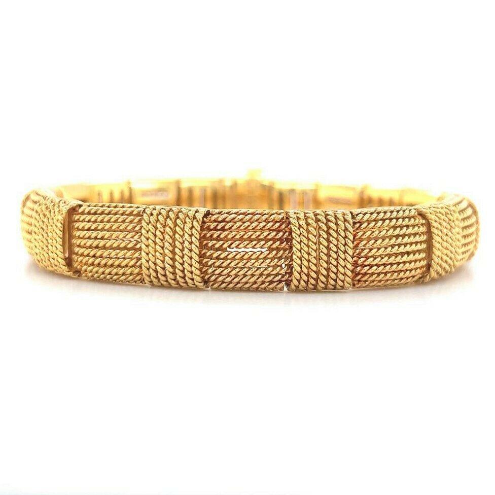 Roberto Coin Opera 18k Yellow Gold 39.4g Vintage Woven Twist Bracelet Italy 7