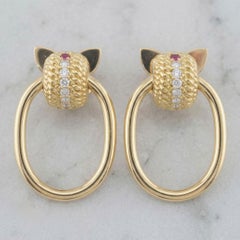 Roberto Coin Opera Collection Textured Bead Diamond Dangle Earrings
