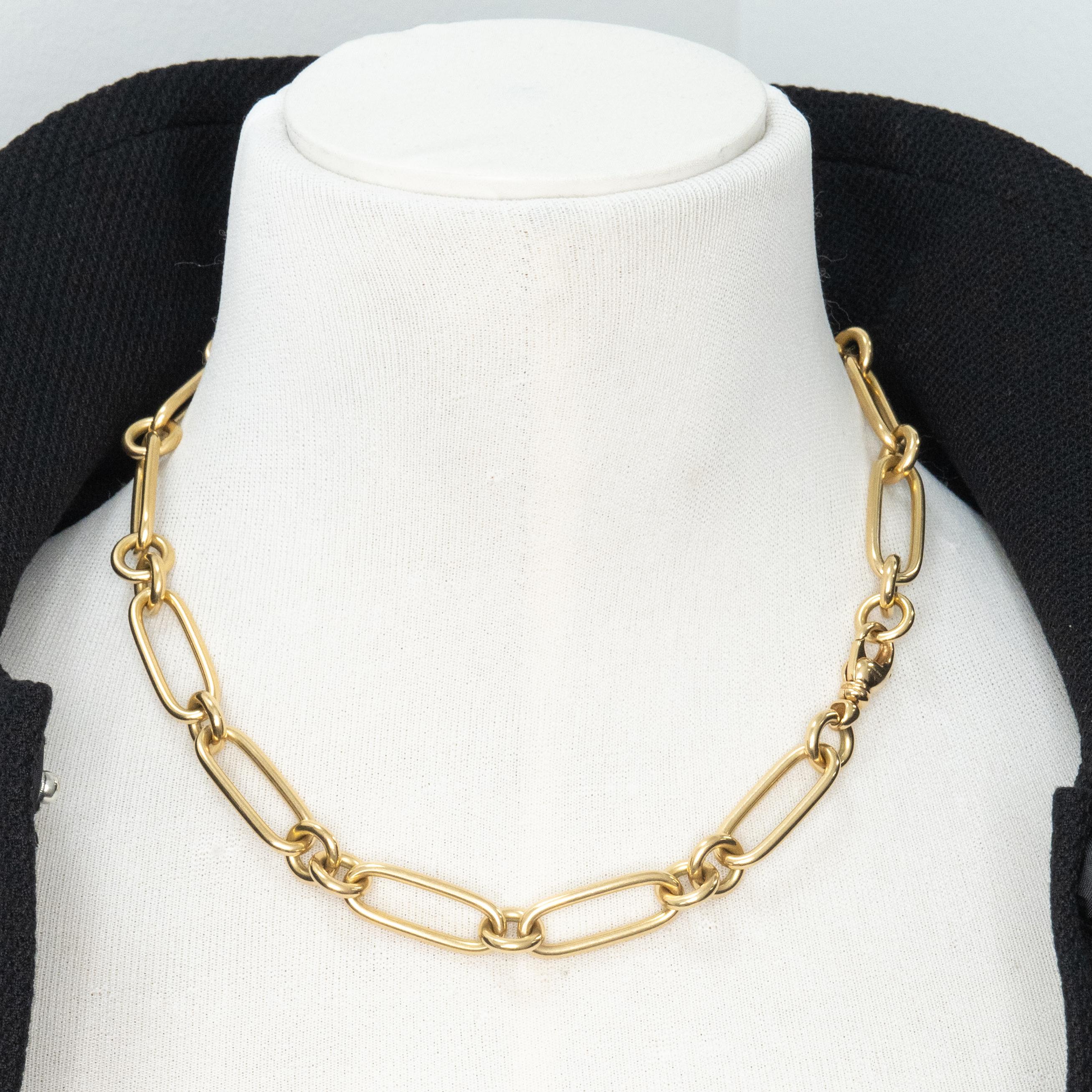 Contemporain Roberto Coin Oro Classic Collier à larges maillons ovales en or jaune 18K en vente