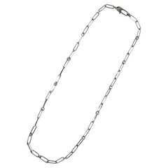 Roberto Coin Oval Link Paperclip Chain 18 Karat White Gold Necklace