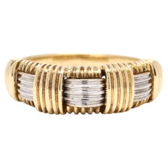 Roberto Coin Overlapping Band Ring, 18k Yellow & White Gold, Ring Size 7.25