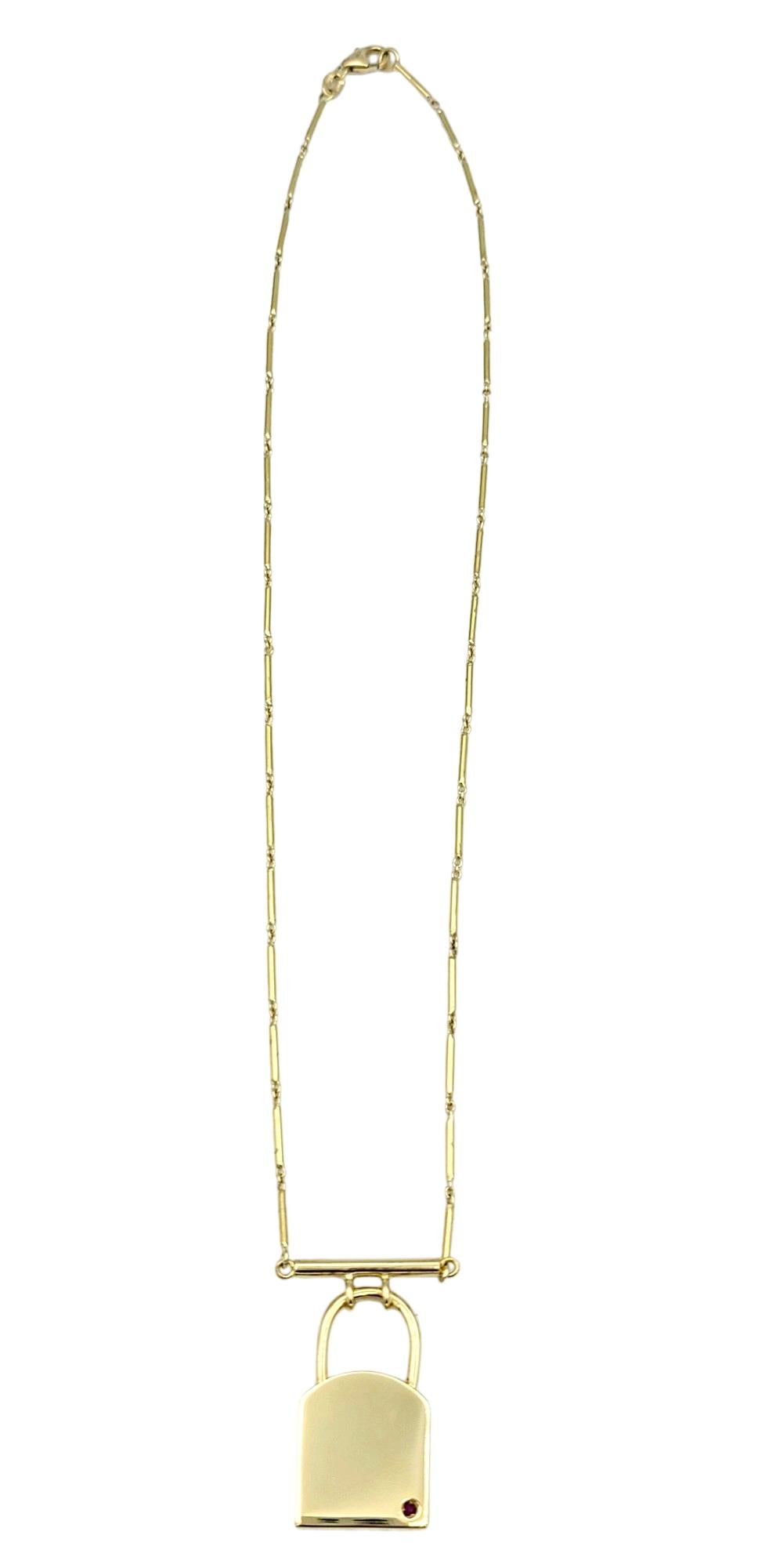 Roberto Coin Padlock-Halskette mit Bar-Gliederkette aus 18 Karat Gelbgold (Rundschliff) im Angebot