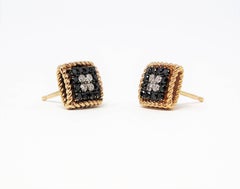 Roberto Coin Palazzo Ducale 18K Rose Gold, Black & White Diamond Stud Earrings