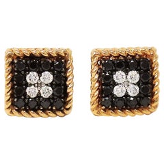 Roberto Coin Palazzo Ducale 18K Rose Gold, Black & White Diamond Stud Earrings