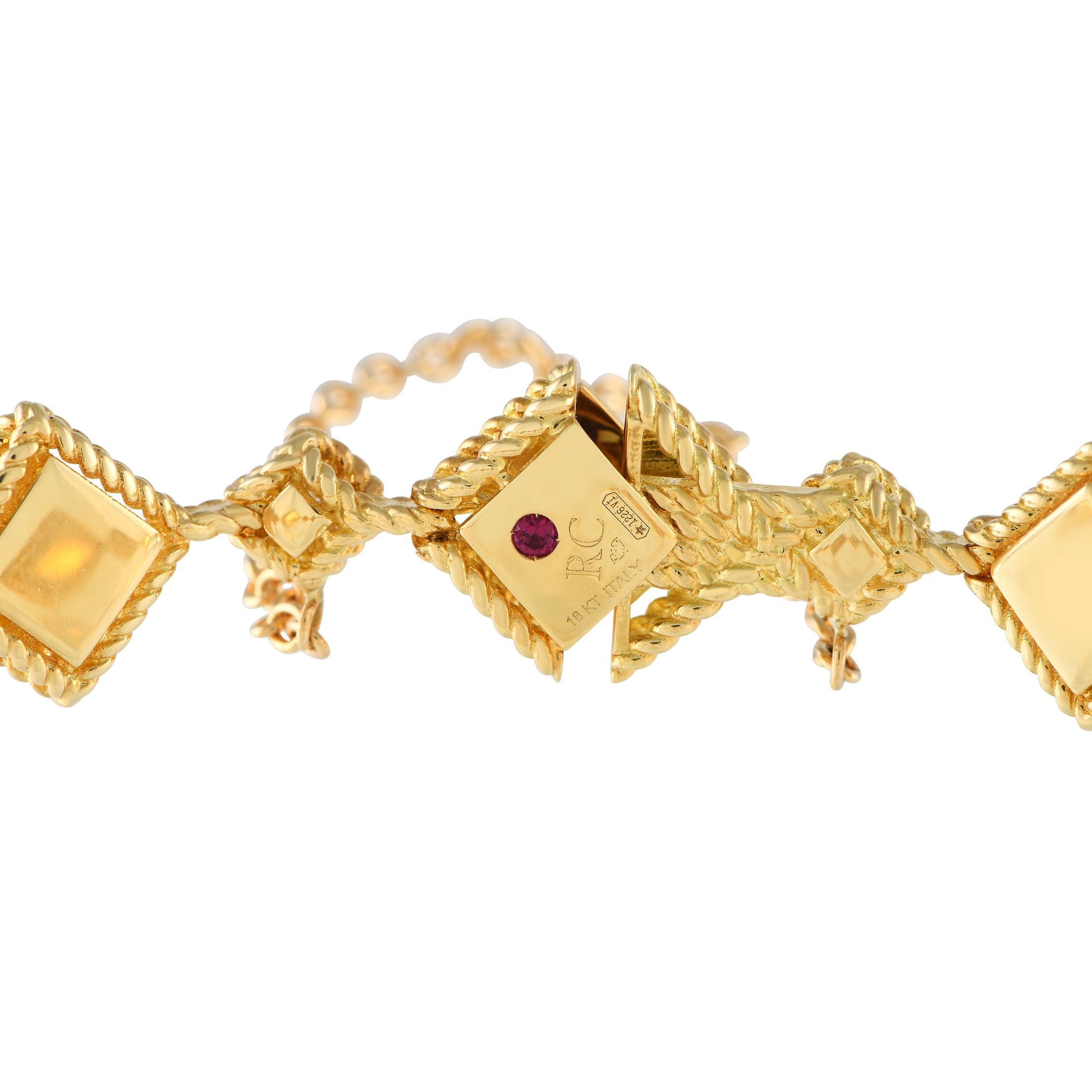 Roberto Coin Palazzo Ducale 18K Yellow Gold 0.58ct Diamond Bracelet In Excellent Condition In Southampton, PA