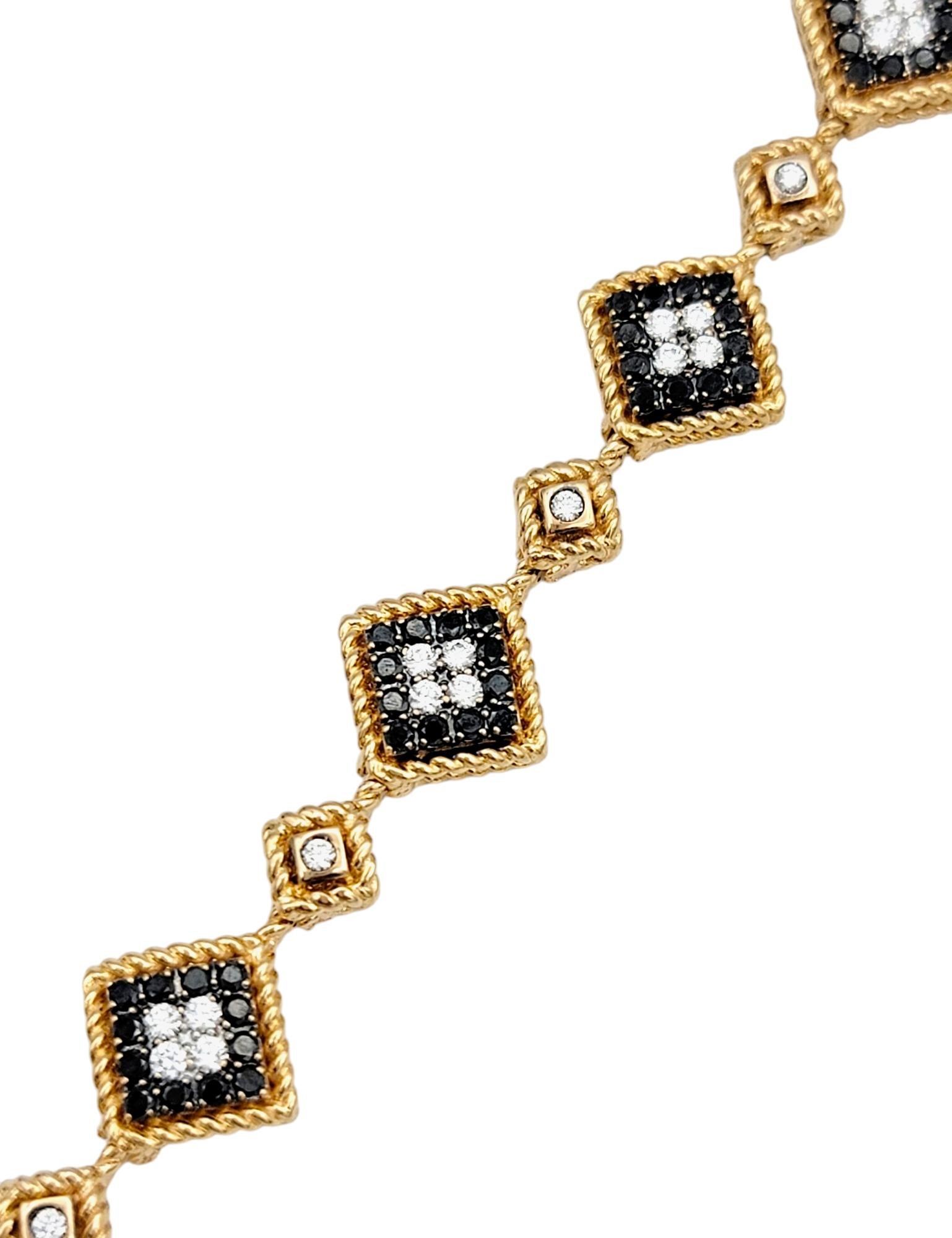 Contemporary Roberto Coin Palazzo Ducale Black & White Diamond Bracelet in 18 Karat Rose Gold