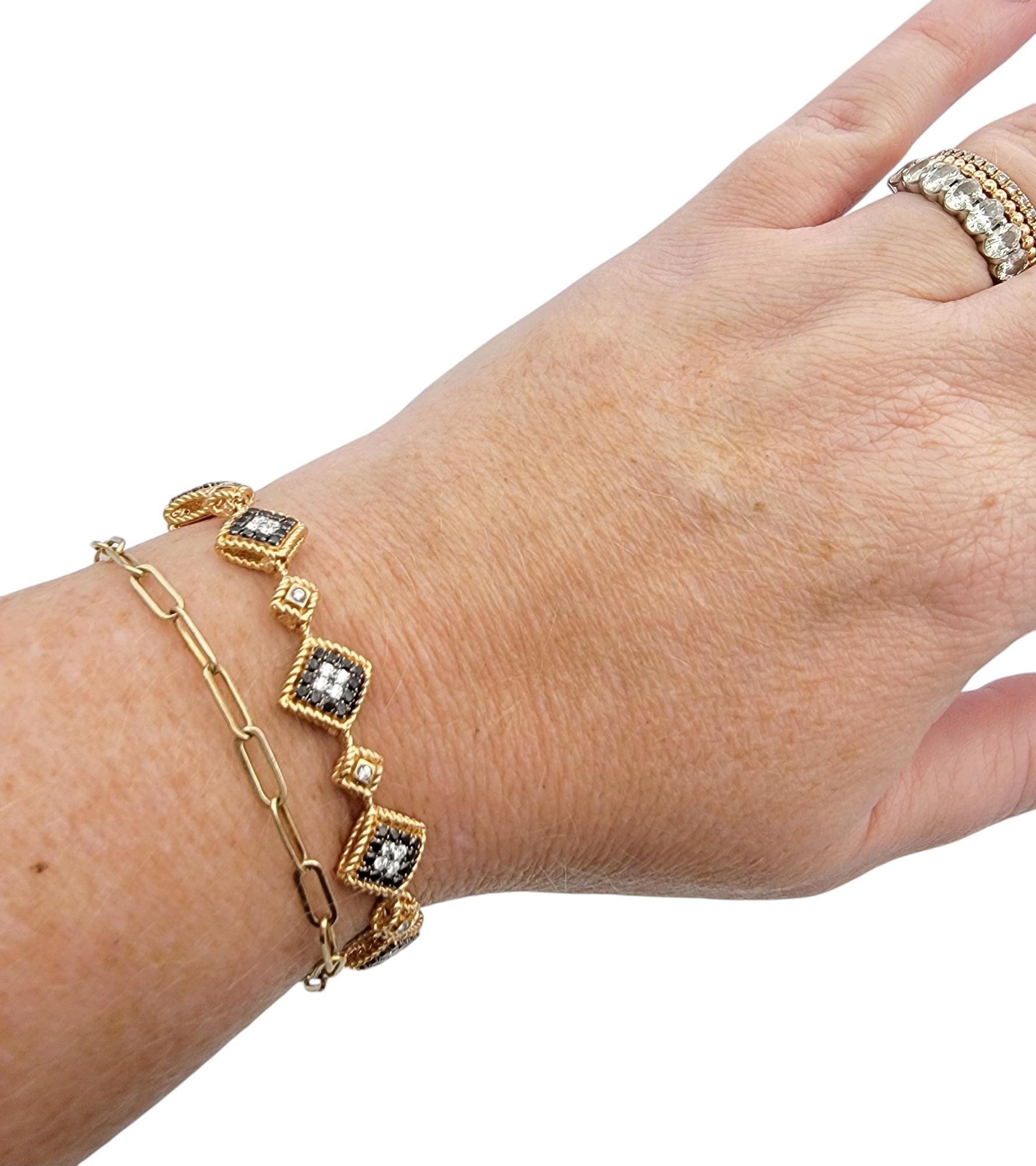 Roberto Coin Palazzo Ducale Black & White Diamond Bracelet in 18 Karat Rose Gold 2