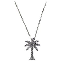 Roberto Coin Palm Tree White Gold 0.18 Carat Round Diamond Pendant