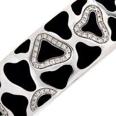 Roberto Coin Panda Diamond Black Onyx 18K White Gold Bangle Bracelet