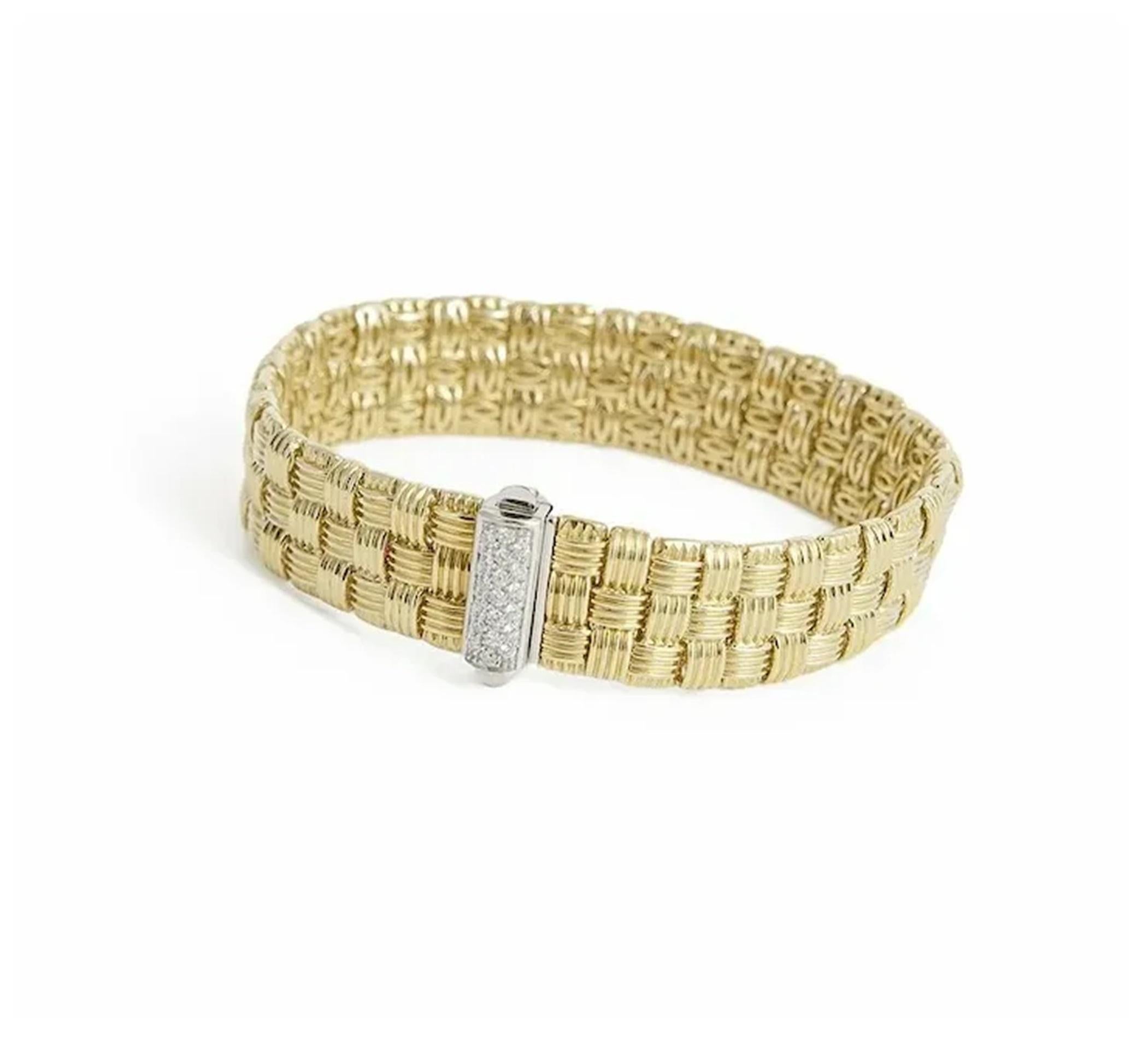 Roberto Coin Passionata Armband aus 18 Karat Gelbgold mit drei Reihen Diamanten in Gelbgold (Zeitgenössisch) im Angebot