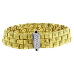 Roberto Coin Passionata Three Row 18 Carats Yellow Gold Diamond Bracelet 