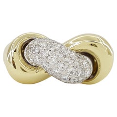 Roberto Coin Pave Set Diamonds Infinity Knot Ring in 18K Yellow Gold