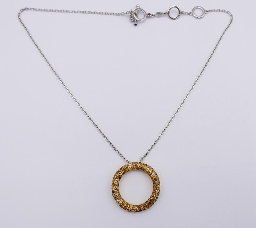 Roberto Coin Anhänger Halskette 18k Gold Diamant Kreis des Lebens (Rundschliff)
