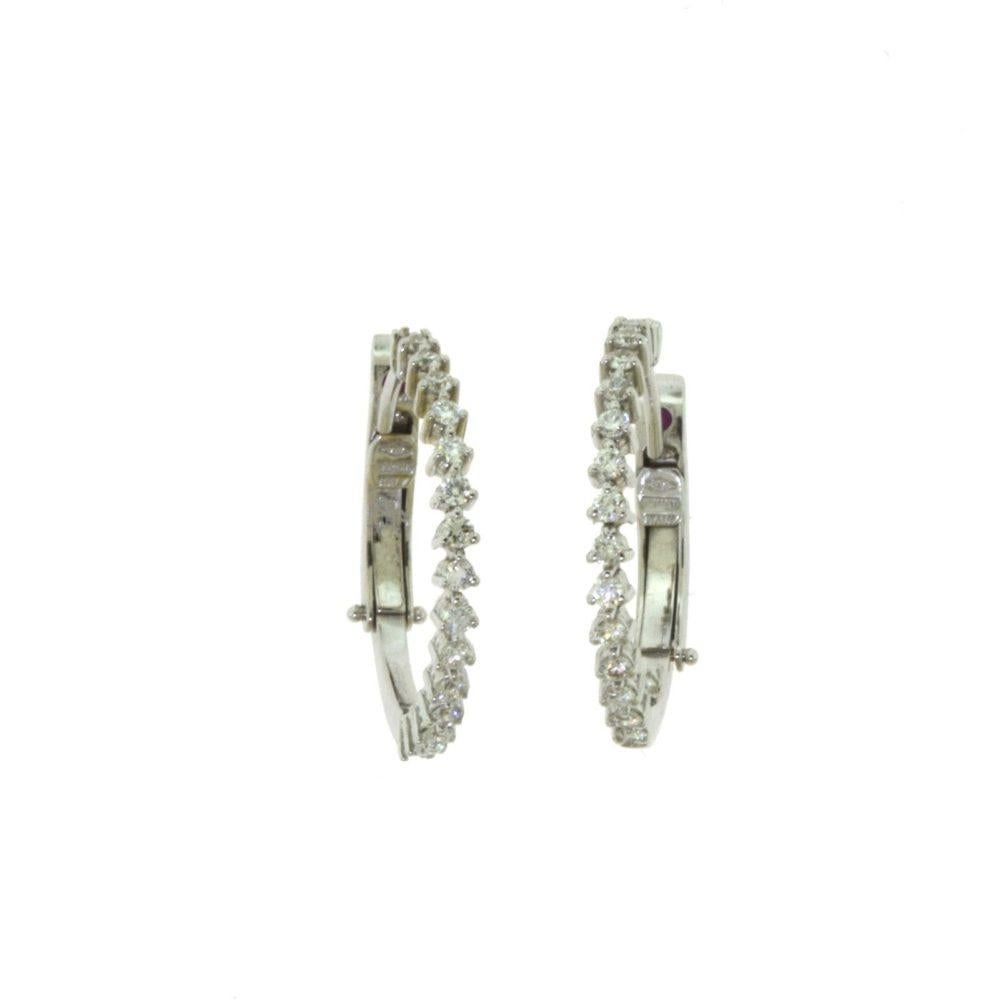 Roberto Coin Perfect Diamond White Gold Hoop Earrings For Sale 1