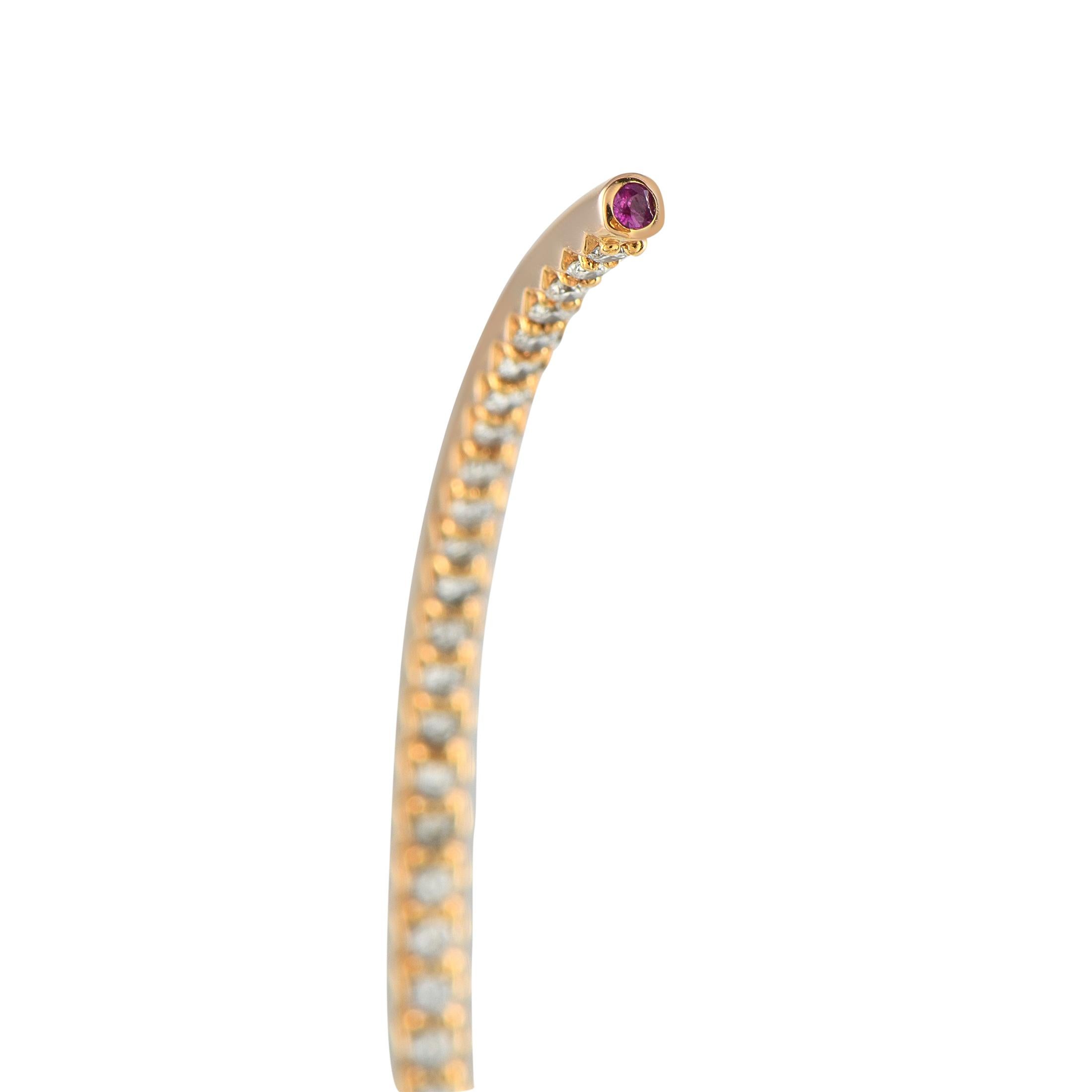 Round Cut Roberto Coin Perfect Hoop 18K Yellow Gold 2.45ct Diamond In-Out Hoop Earrings For Sale