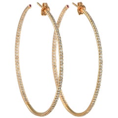 Roberto Coin Perfect Hoop 18K Yellow Gold 2.45ct Diamond In-Out Hoop Earrings