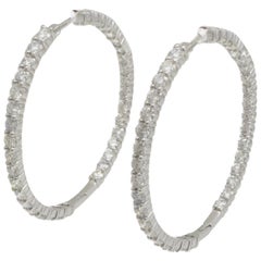 Roberto Coin Perfect Hoop Inside Out Diamond Earring in 18 Karat White Gold