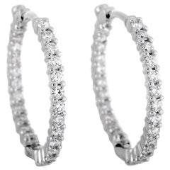 Roberto Coin Perfect Hoops 18 Karat White Gold Diamond Hoop Earrings