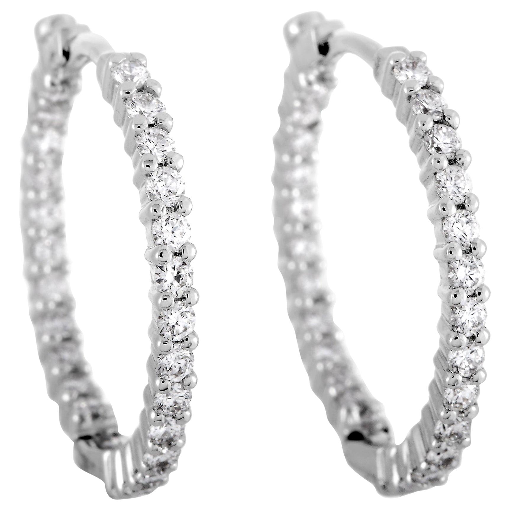 Roberto Coin Perfect Hoops White Gold Diamond Hoop Earrings