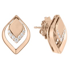 Roberto Coin Petals Diamond Stud Earrings 18K Rose Gold 0.14Ctw