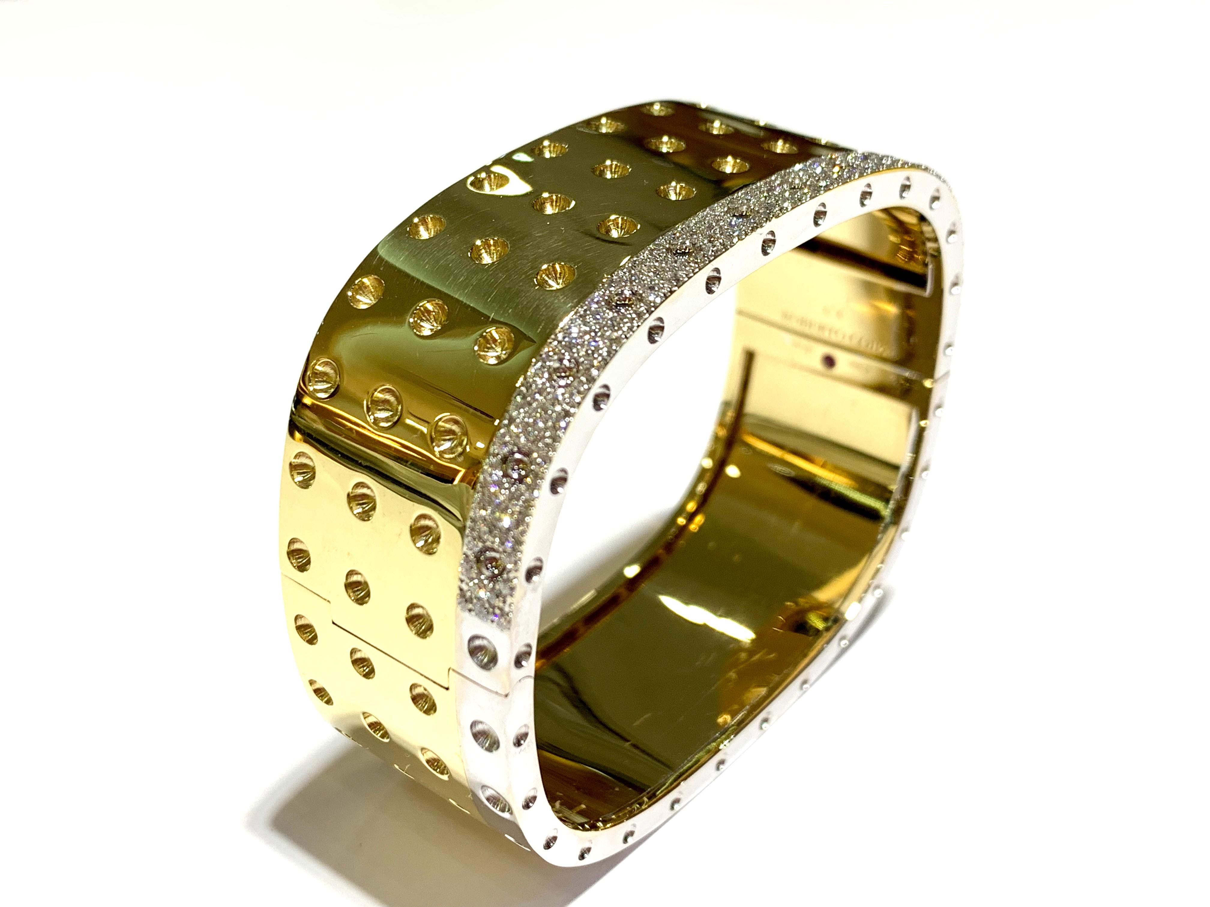 Roberto Coin Pois Moi 4 row Bangle with 1.27 carat diamond
Italian Designer 
Set in 18 karat yellow gold 
#7771505AJBAX