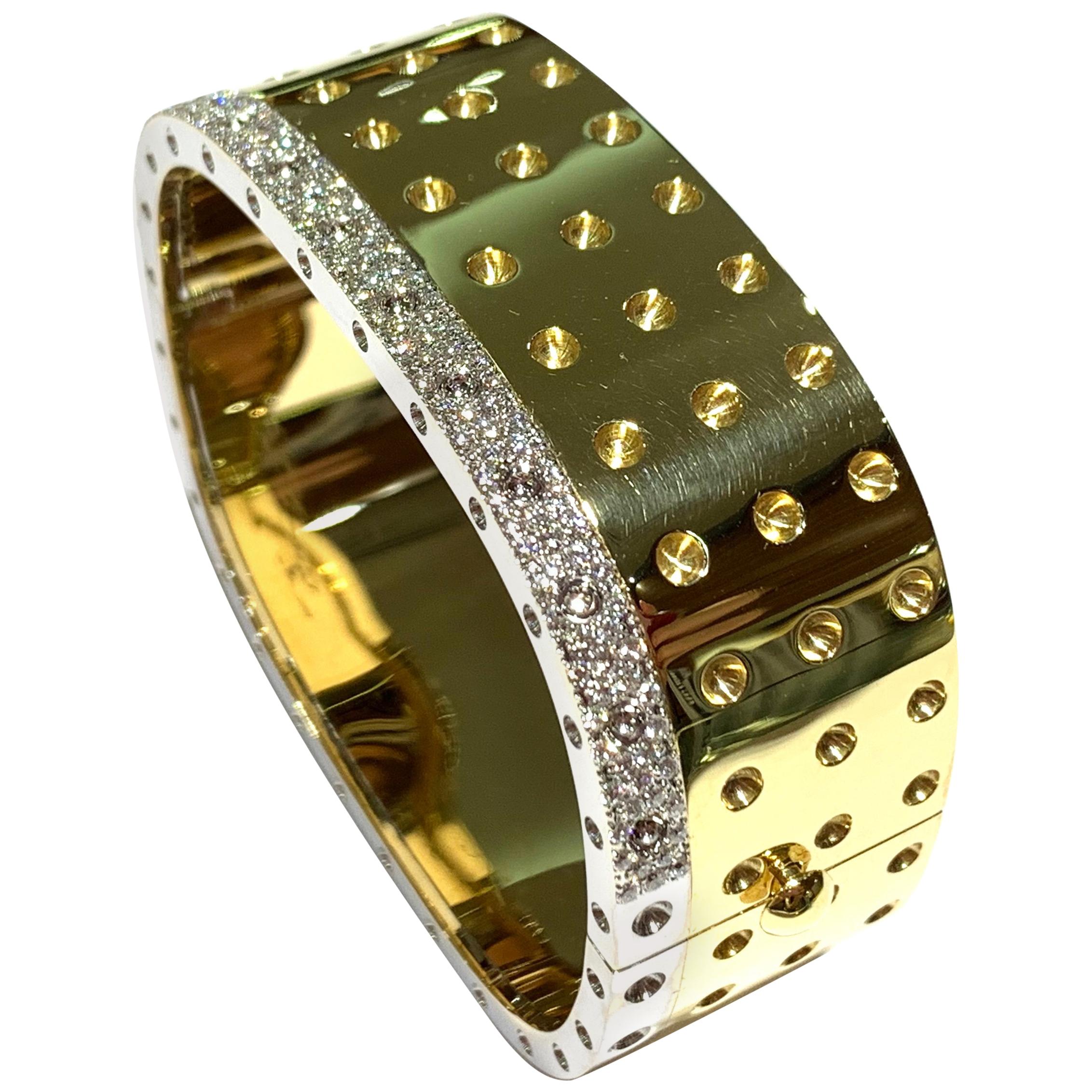 Roberto Coin Pois Moi 4-Row Bangle with 1.27 Carat Diamond For Sale