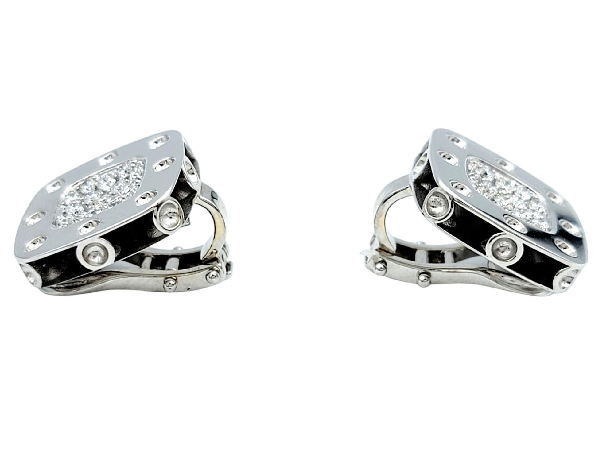 Women's Roberto Coin Pois Moi Diamond Omega Back Earrings Set in 18 Karat White Gold