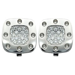 Roberto Coin Pois Moi Diamond Omega Back Earrings Set in 18 Karat White Gold 