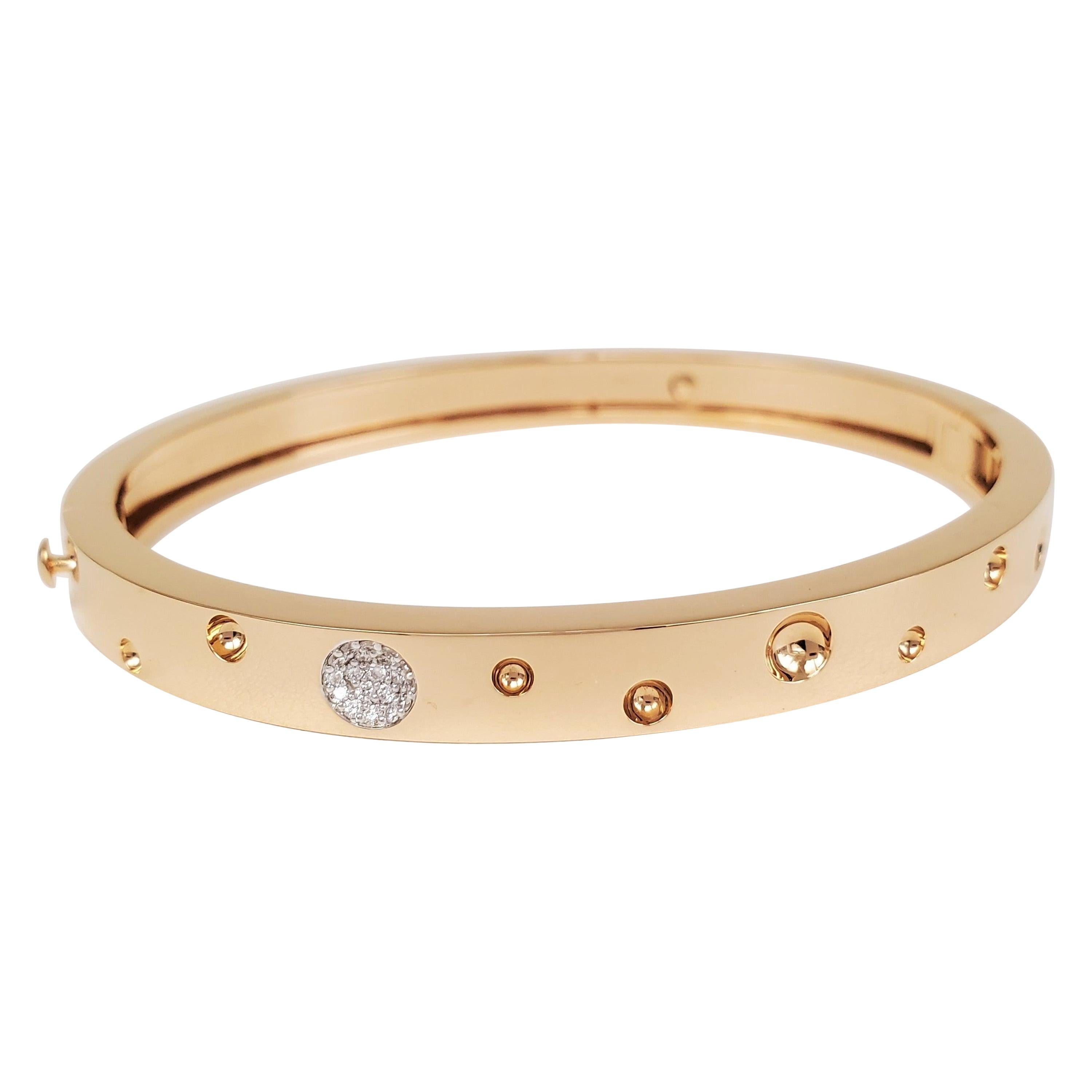 Roberto Coin 
Pois Moi Luna
 Thin Rose Gold and Pave Diamond Bangle