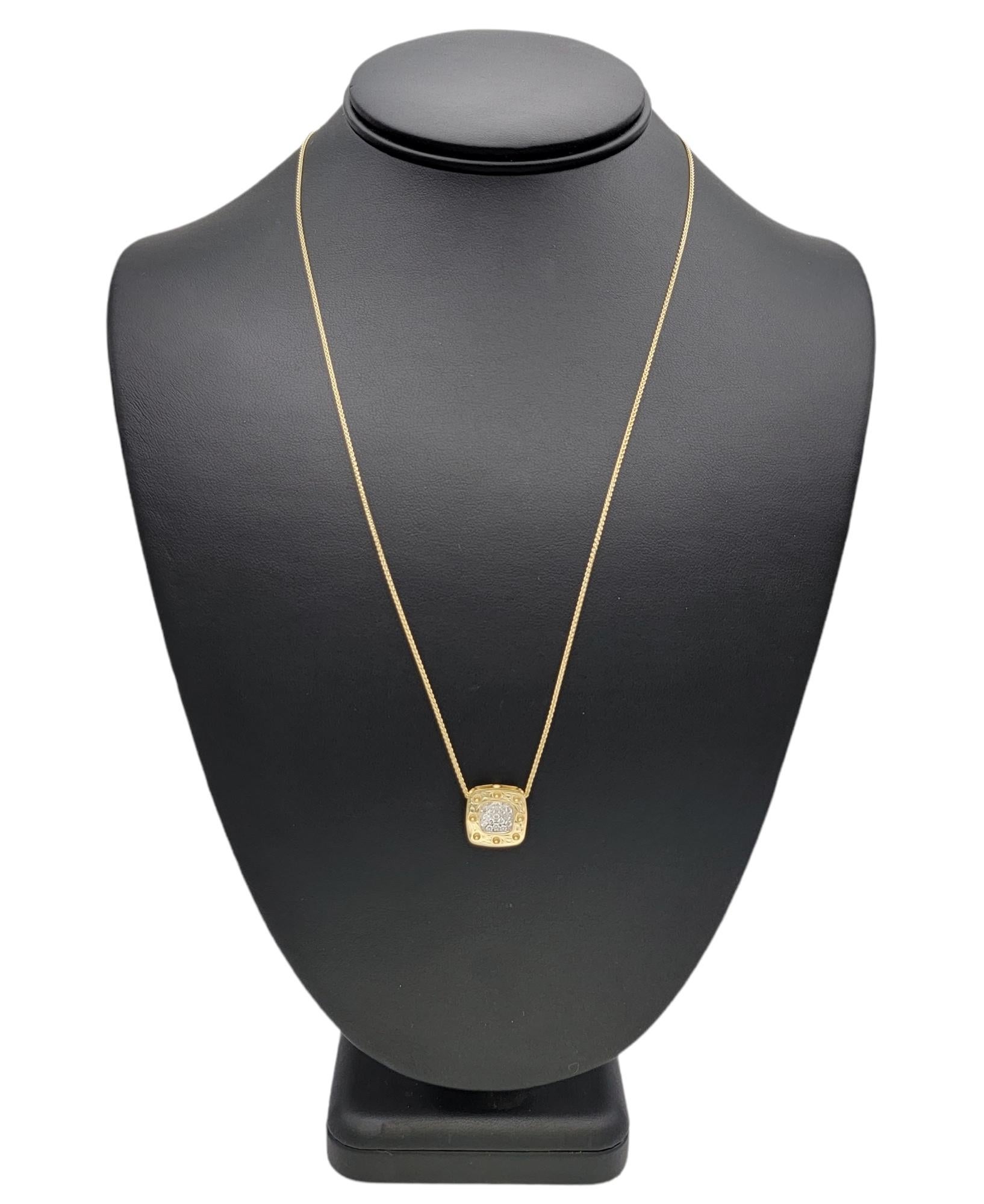 Roberto Coin Pois Moi Pave Diamond Square Pendant Necklace 18 Karat Yellow Gold 4