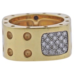 Roberto Coin Pois Moi Two Row Diamond Gold Ring