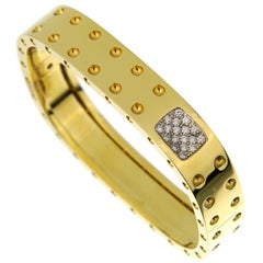 Roberto Coin Pois Moi Two-Row Diamond Yellow Gold Bangle Bracelet