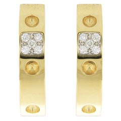 Roberto Coin Pois Moi Yellow Gold 0.16 Carat Round Diamond Hoop Earrings