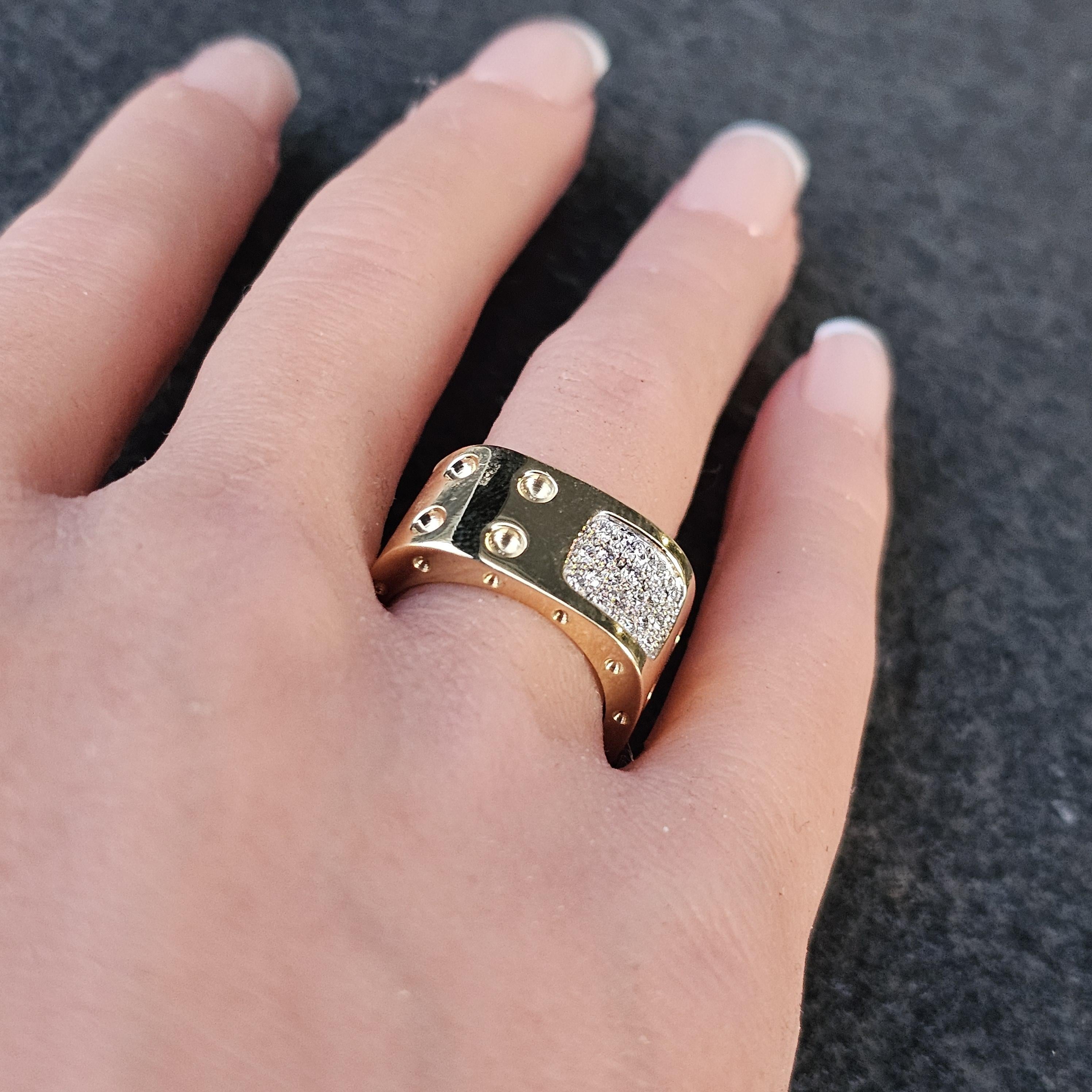 Taglio rotondo Roberto Coin Pois Mois Fascia di diamanti a doppia fila in oro 18k misura 6 10,8g in vendita