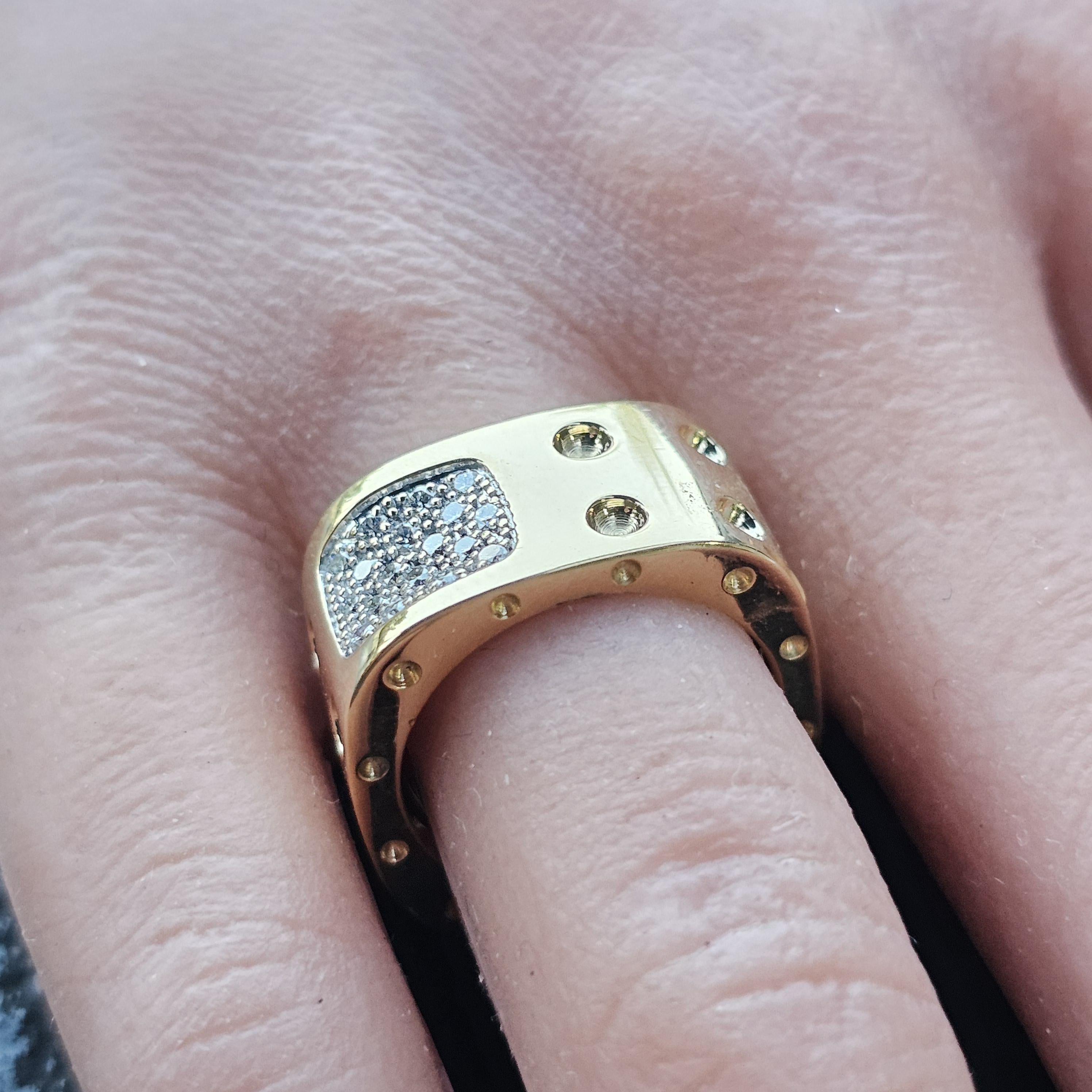 Roberto Coin Pois Mois Fascia di diamanti a doppia fila in oro 18k misura 6 10,8g In condizioni buone in vendita a Northbrook, IL