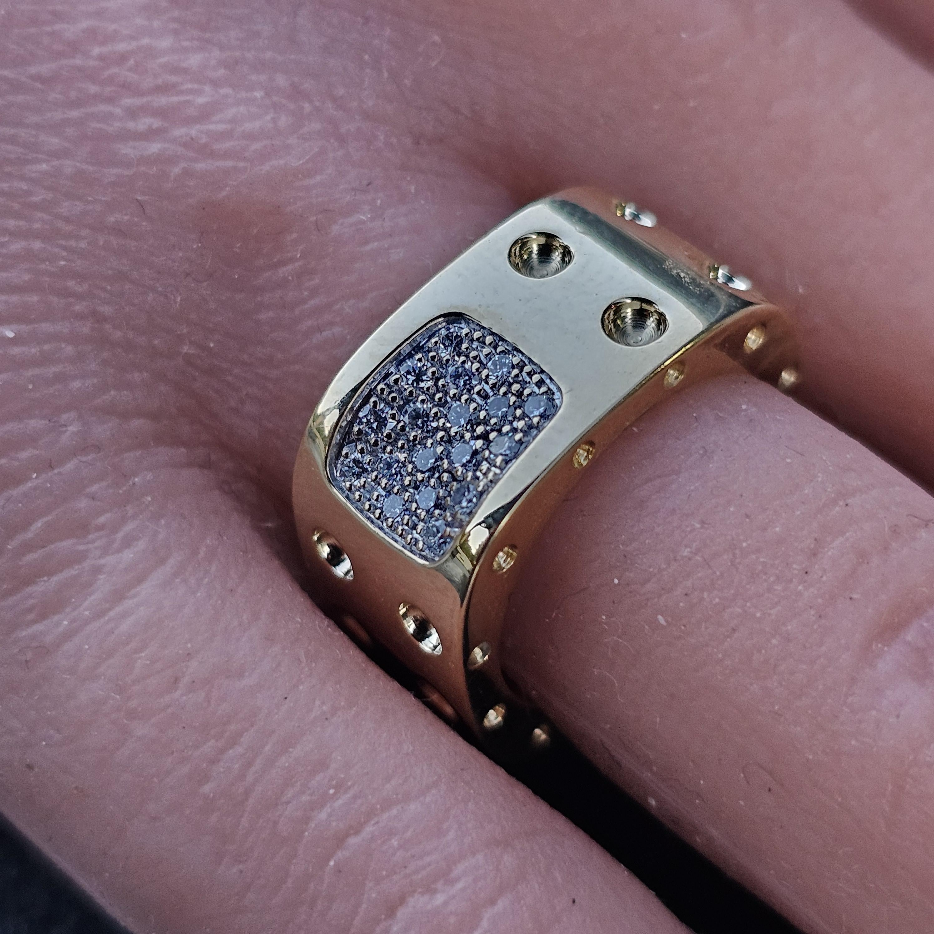 Donna Roberto Coin Pois Mois Fascia di diamanti a doppia fila in oro 18k misura 6 10,8g in vendita