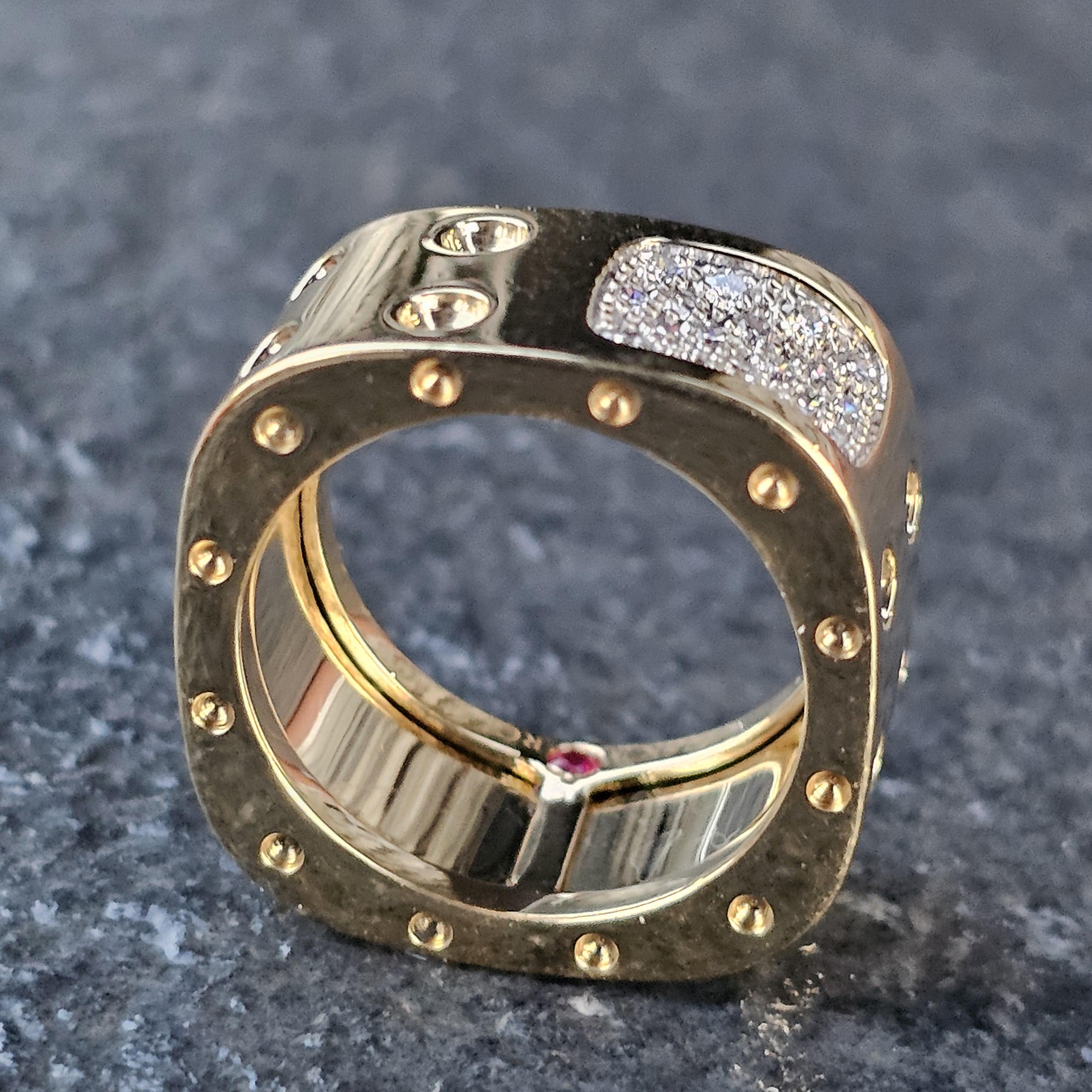 Roberto Coin Pois Mois Fascia di diamanti a doppia fila in oro 18k misura 6 10,8g in vendita 1