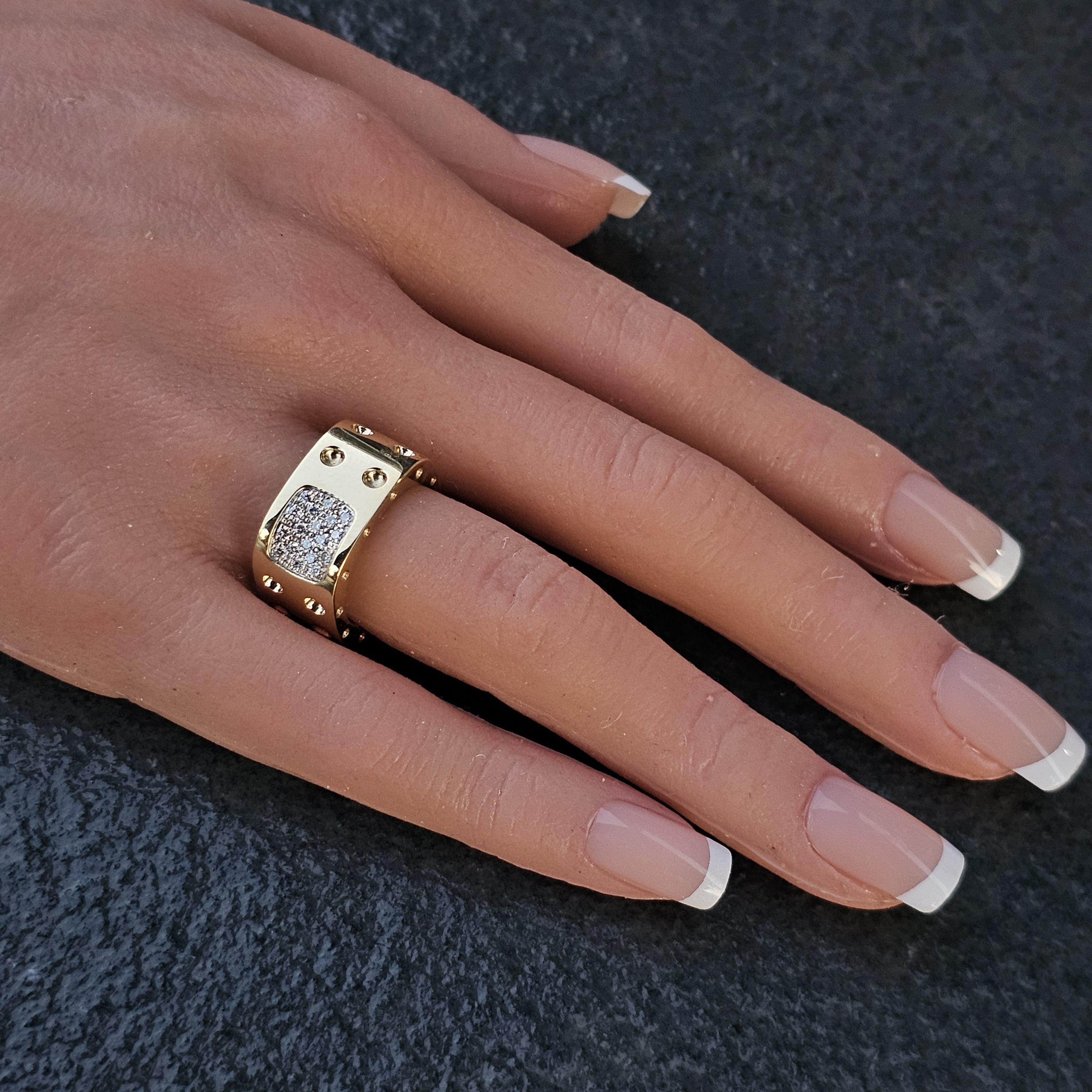 Roberto Coin Pois Mois Fascia di diamanti a doppia fila in oro 18k misura 6 10,8g in vendita 2