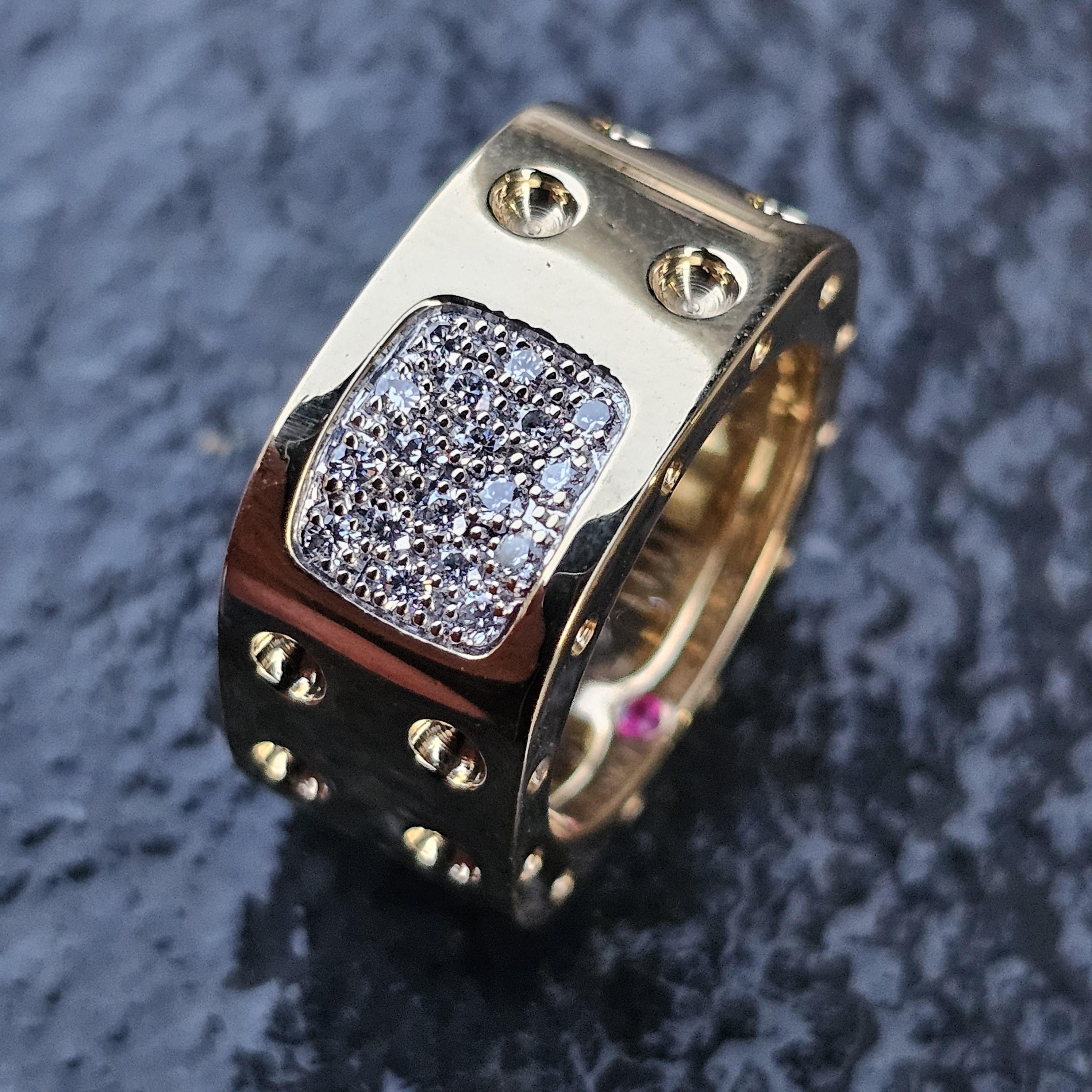 Roberto Coin Pois Mois Fascia di diamanti a doppia fila in oro 18k misura 6 10,8g in vendita 4