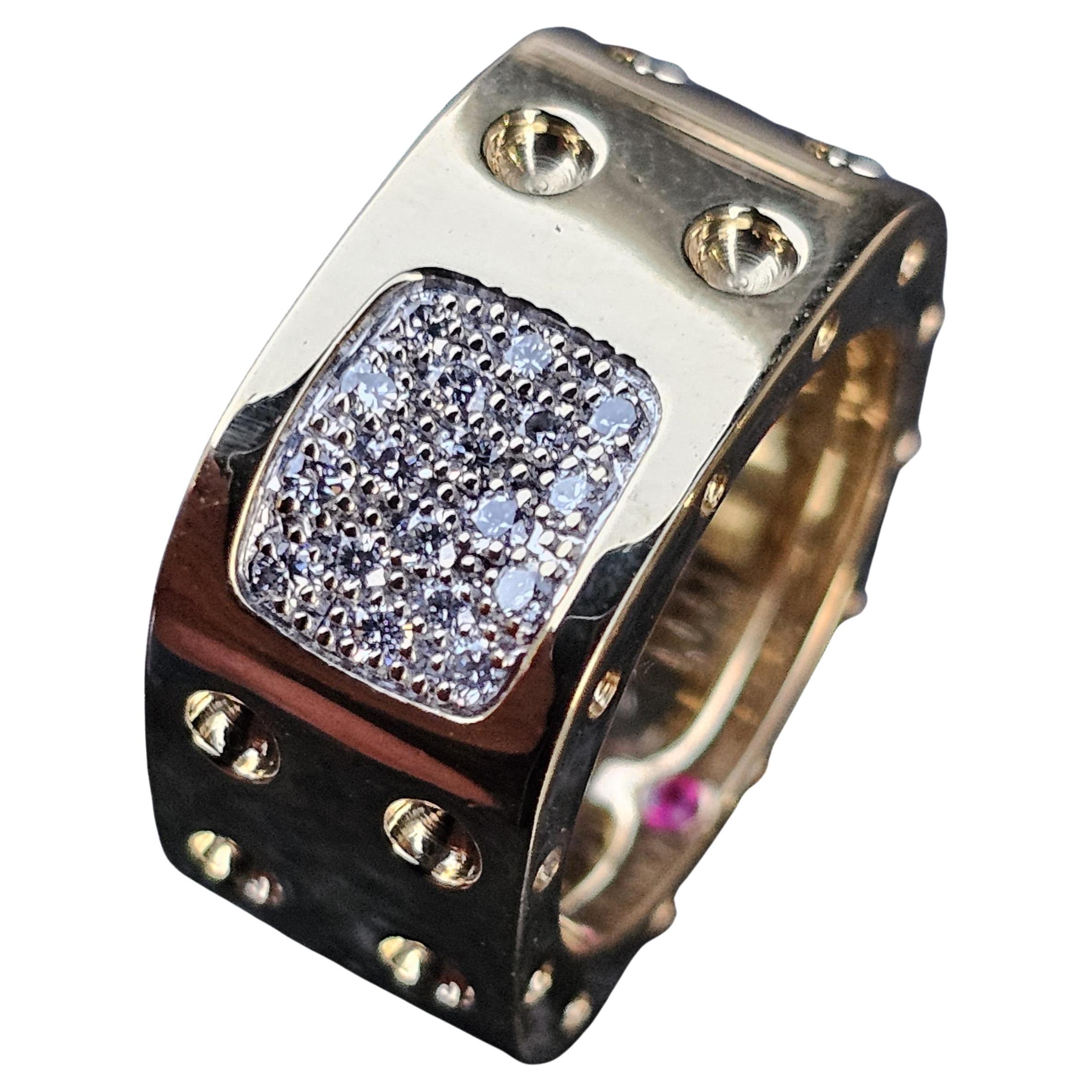 Roberto Coin Pois Mois Fascia di diamanti a doppia fila in oro 18k misura 6 10,8g in vendita