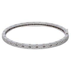 Roberto Coin Pois Mois Pave oval Bangle 18k White Gold 0.90 ctw Diamonds
