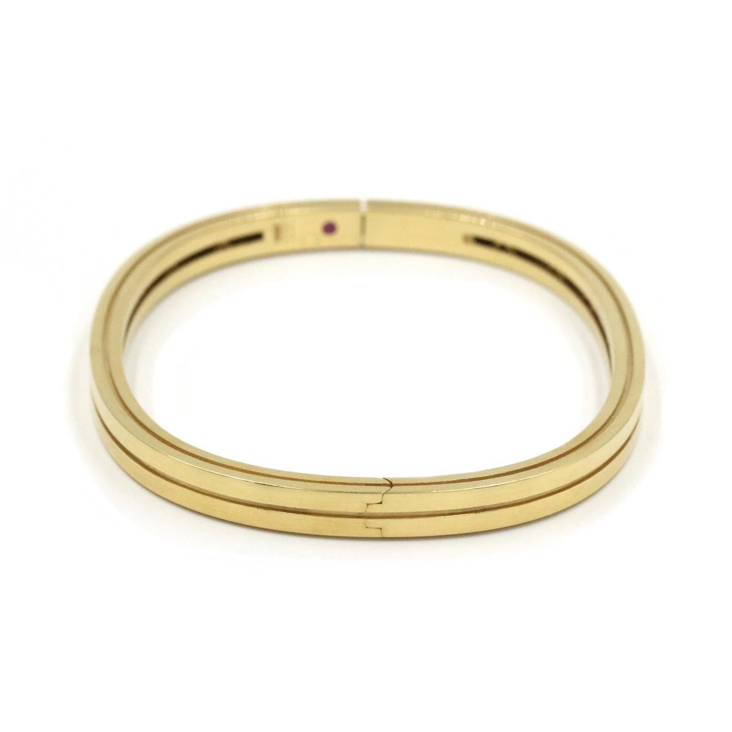 Roberto Coin Portifino 2 Row Bangle Bracelet In 18K Yellow Gold With Signature Ruby By The Hinge.