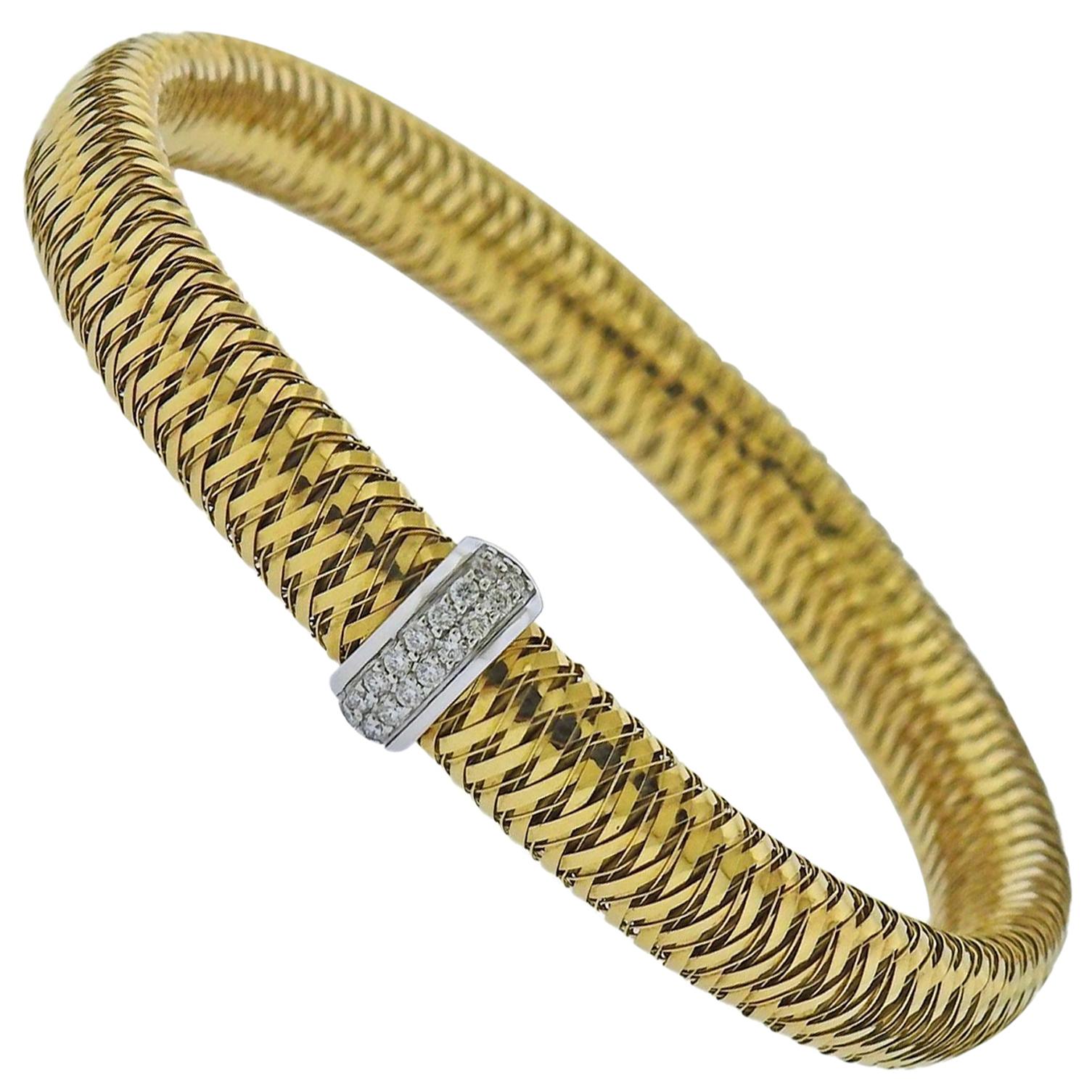 Roberto Coin Primavera 18 Karat Gold Diamond Bangle Bracelet