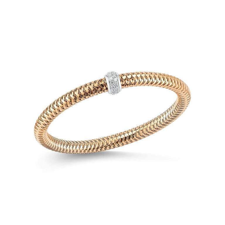 Women's or Men's Roberto Coin Primavera 18K Rose&White Gold 0.22CT Diamond Bracelet 557183AHBAX0 For Sale