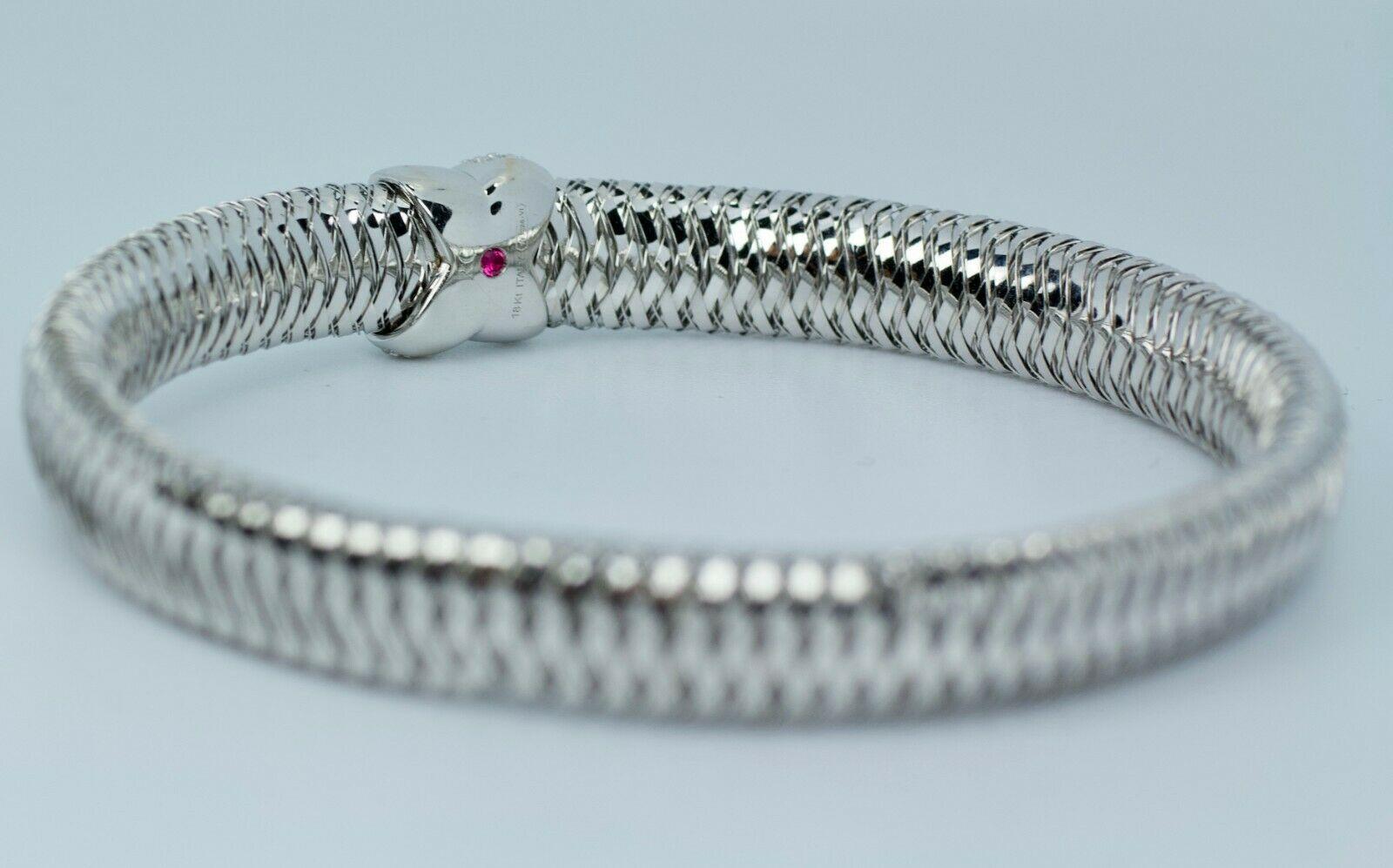 Round Cut Roberto Coin Primavera Diamond & 18k White Gold Woven Bracelet MSRP $2450