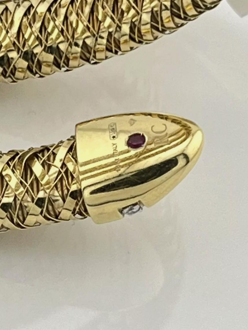 Roberto Coin Primavera Diamant & 18k Gelbgold 4 Reihen Spiral Wickel-Armreif Armband Damen im Angebot