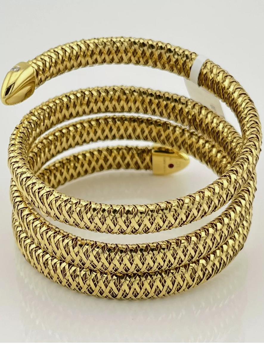 Roberto Coin Primavera Diamant & 18k Gelbgold 4 Reihen Spiral Wickel-Armreif Armband im Angebot 1