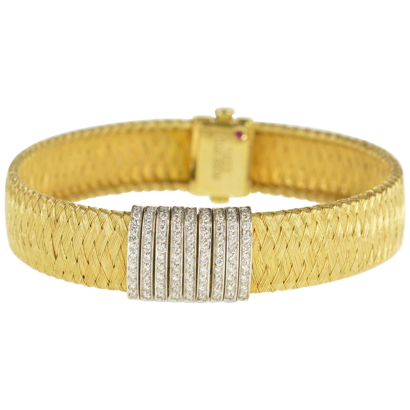 Roberto Coin Primavera Diamond Gold Bracelet For Sale