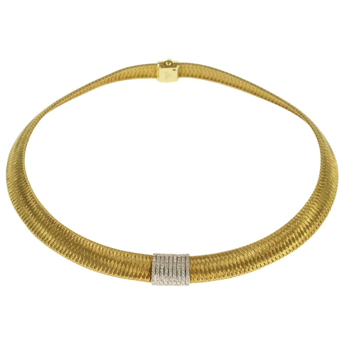 Roberto Coin Primavera Diamond Gold Choker Necklace