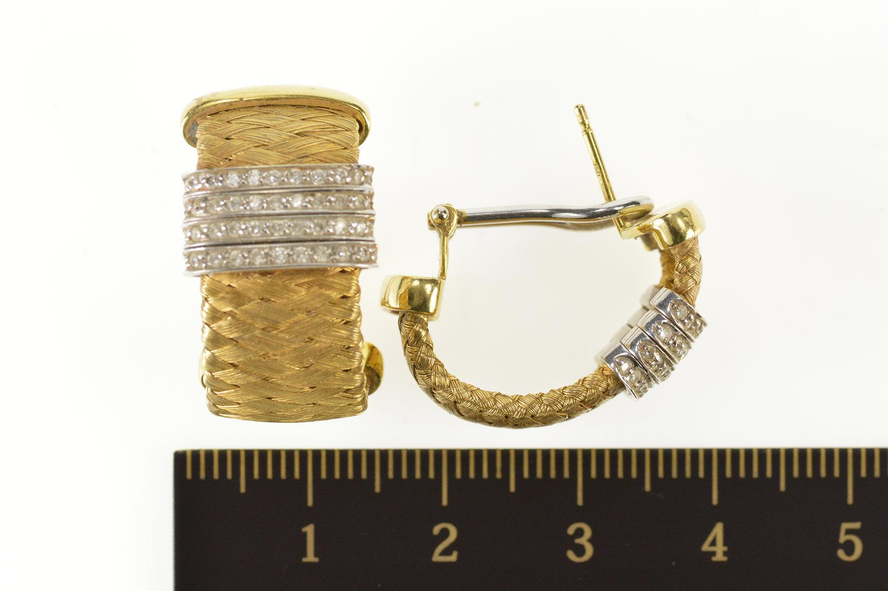 Round Cut Roberto Coin Primavera Diamond Gold Earrings